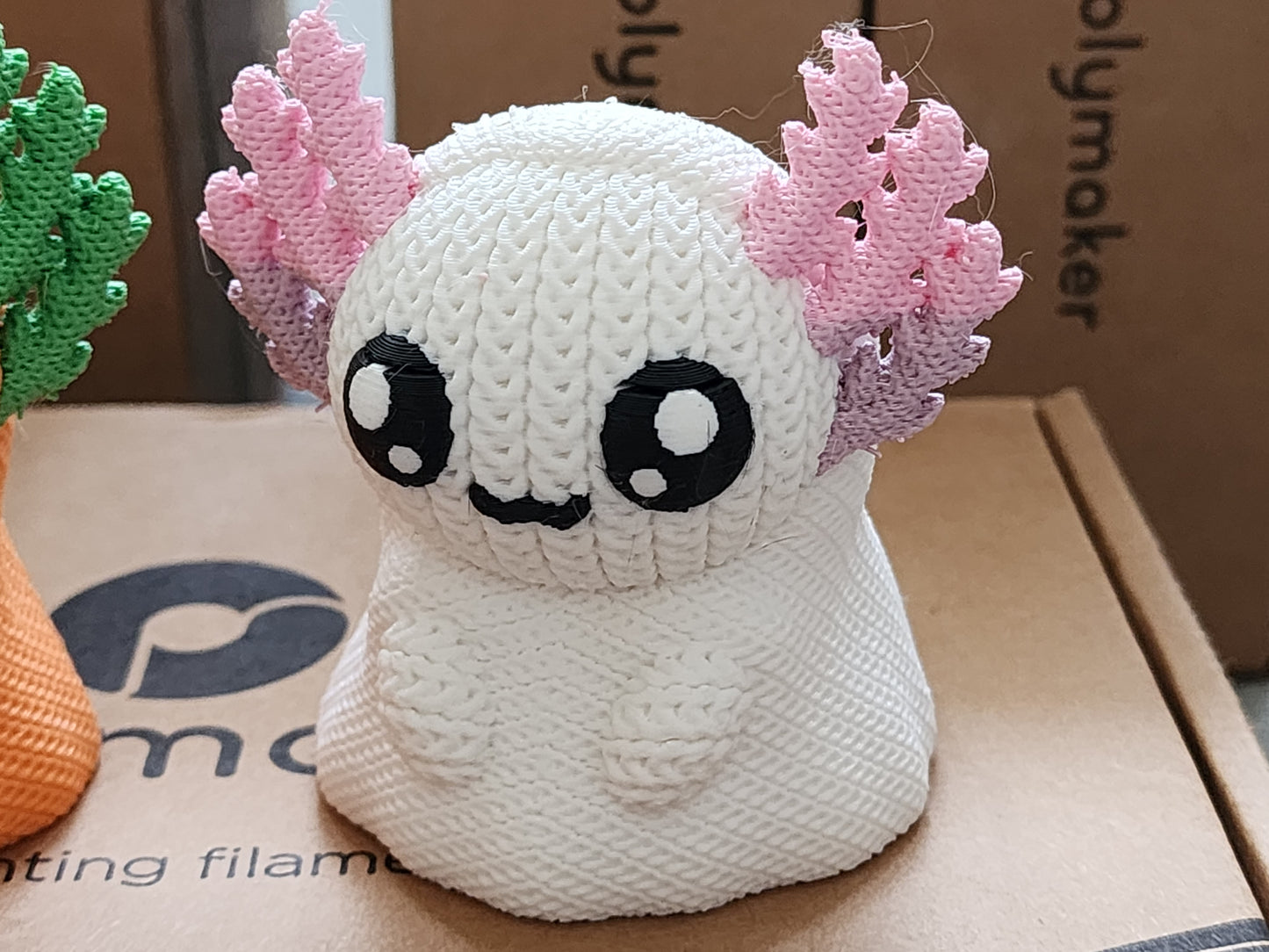 Knitted Ghost Axolotl - 3D Printed