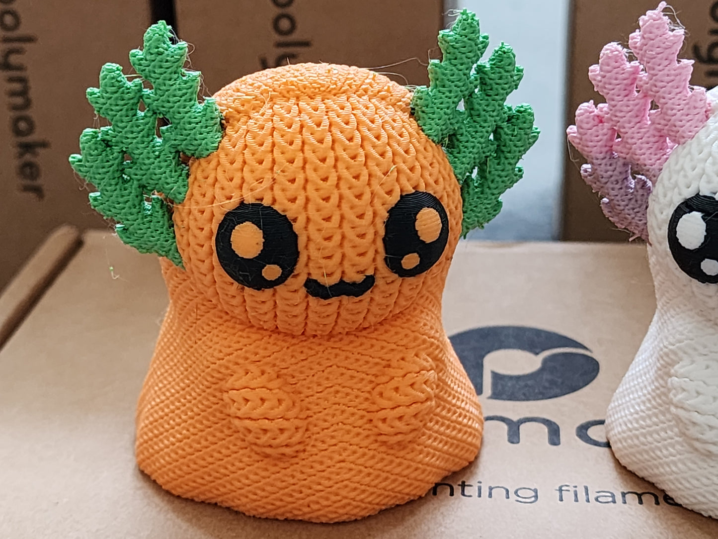 Knitted Ghost Axolotl - 3D Printed