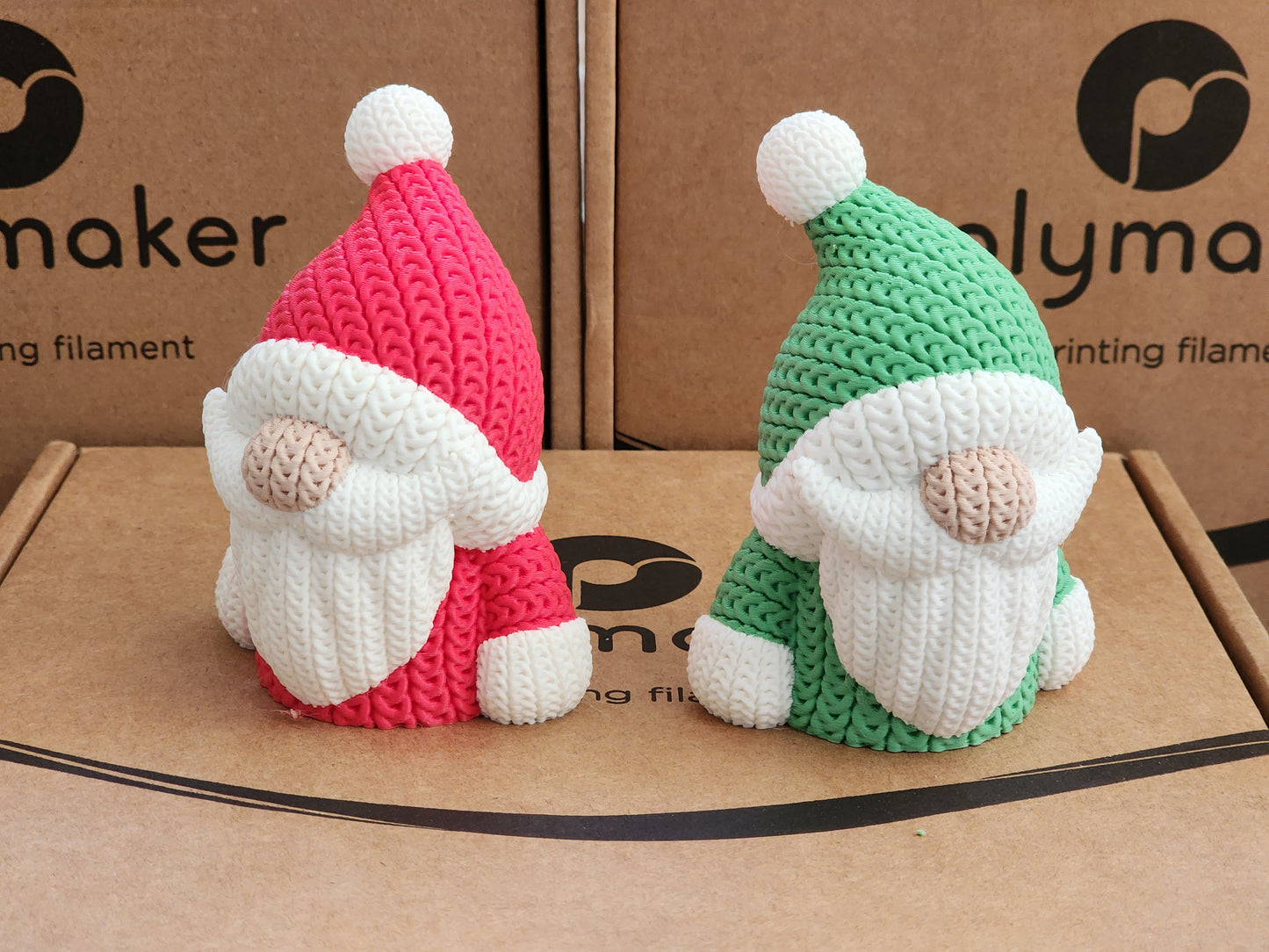 Knitted Holiday Santa Gnome - 3D Printed