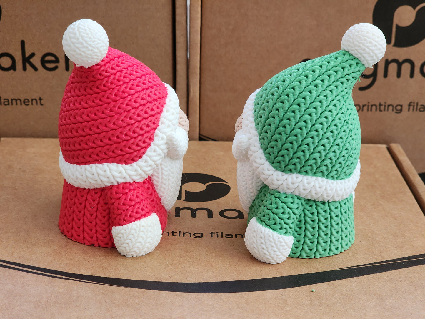 Knitted Holiday Santa Gnome - 3D Printed