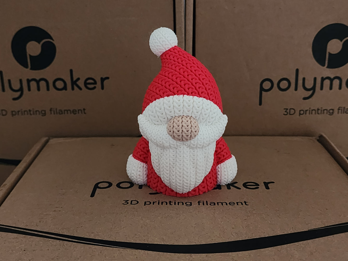 Knitted Holiday Santa Gnome - 3D Printed