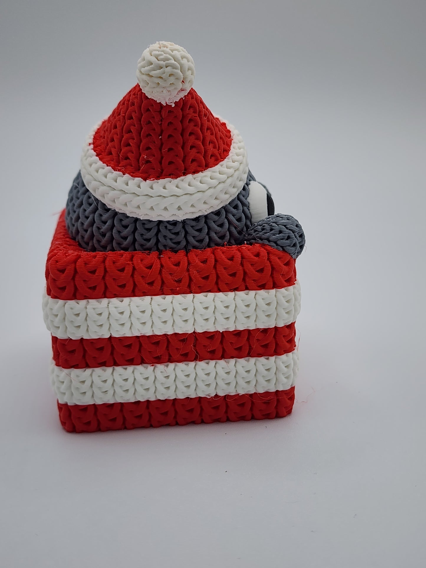 Knitted Holiday Cat in Present - 3D Printed